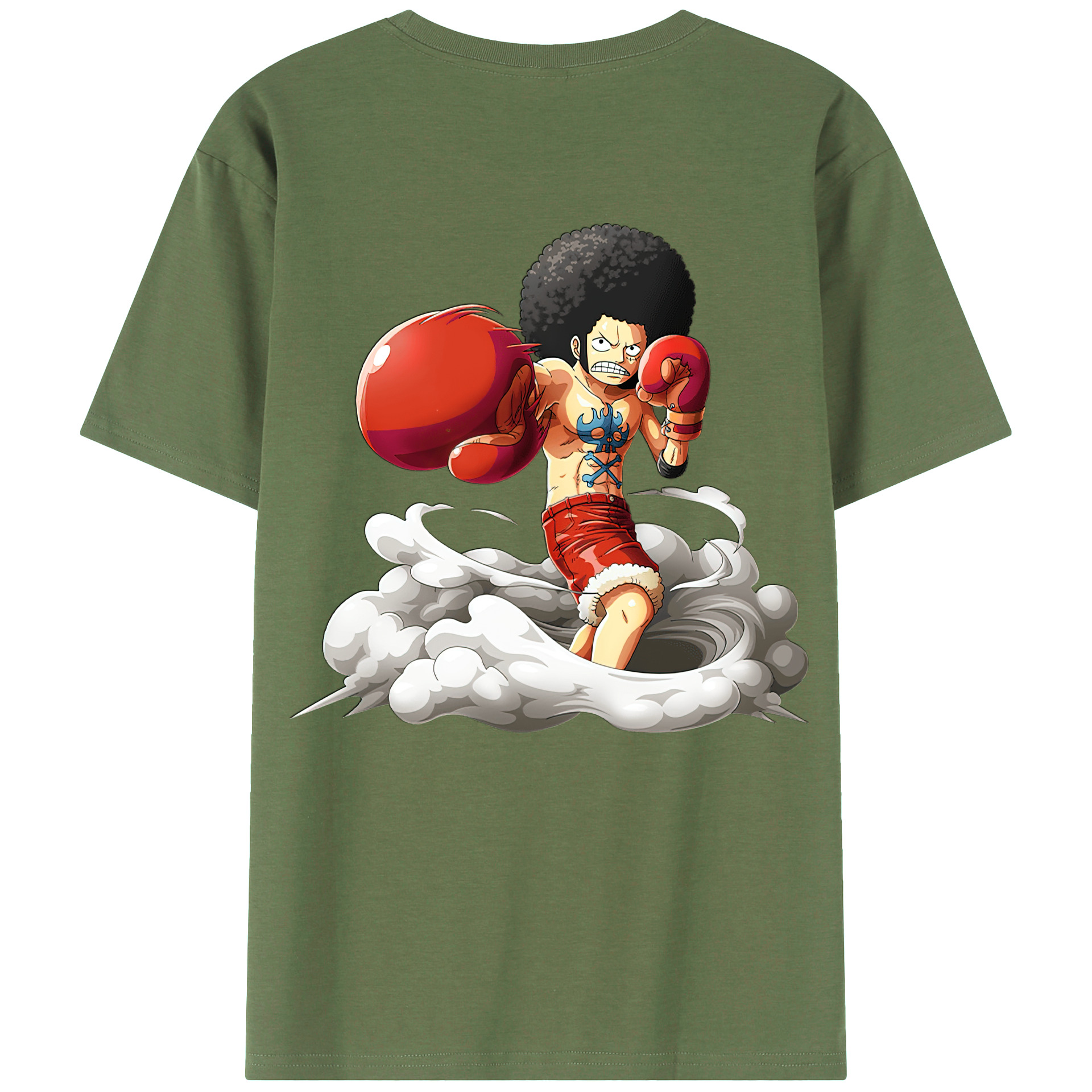 ワンピース モンキー・D・ルフィ ONE PIECE Monkey D. Luffy 綿100％ メンズ半袖Tシャツ（バックプリント） 通気性